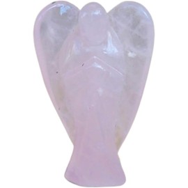 Crystal Angel Figurine - Gemstone Guardian Ornament for Spiritual & Positive Energy - Reiki Stone for Men & Women – Natural Healing Power Pocket Guardian Angels - 2 inch (ROSE QUARTZ)