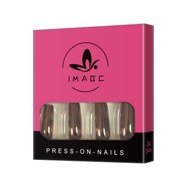 Medium Square Fingernails Dark Brown Color Metal Glossy Mirror Press On Nail Tips Fake Nails False Nails Reusable Fingernails Manicure Full Cover Salons At Home With 24 Adhesive Tabs Mini Files