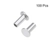 sourcing map Aluminium Flat Head Half Tube Rivets Silver M3