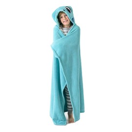Canoogles Turquoise Dino Wearable Hooded Blanket for Kids, Blanket Hoodie, Soft, Cozy Hooded Fleece Blanket, Machine Washable, 40" H x 50" W, One Size
