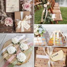 Gold Ribbon 25mm for Christmas Party Decorations，23 Meters Gold Satin Ribbon for Gift Wrapping, Crafting, Wedding Party, Christmas, Hair Bows, Floral Bouquets, Anniversaries，Baby Showers