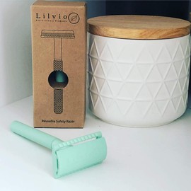 Lilvio Reusable Safety Razor & One Double Edge Blade. Choose from 9 Colours (Mint Green)