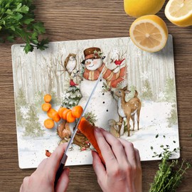 CounterArt Winter Forest 3mm Heat Tolerant Tempered Glass Cutting Board 10” x 8” Manufactured in the USA Dishwasher Safe