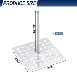 PATIKIL 100pcs Insulation Pins 2.5 Inch, Perforated Insulation Pins Insulation Hangers Aluminum Insulation Stick Pins Self Locking for Foam Board Wall Floor Ceiling Plaster Washers