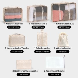 12 Sets Koffer Organizer Reise Kleidertaschen, Kofferorganizer Packing Cubes und 2 Peeling-Aufbewahrungstaschen für Reise, Geschäftsreisen, Wandern, Camping,