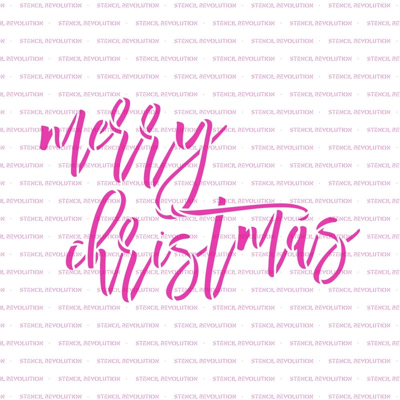 Merry Christmas Script Stencil - Reusable Stencils for Painting -
