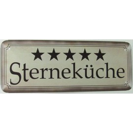 Tin Sign 27 x 10 cm Domed Star Kitchen Cooking Sayings Decorative Gift Sign