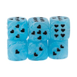 WeLoveDice - Blue Dice with Black Hearts - Made in Germany - Pack of 6