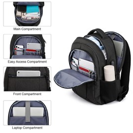 BIKROD School Backpacks for Teen Boys, Backpack for Men and Women,Water Resistant Back Pack Fit 15.6 Inch Laptop with USB Charging Port, Business Anti Theft Sturdy Computer Bag Gift