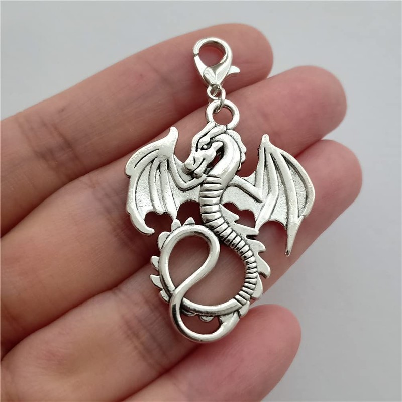 2pcs Dragon Clip on Charm, Gothic Flying Dragon Zipper Pull