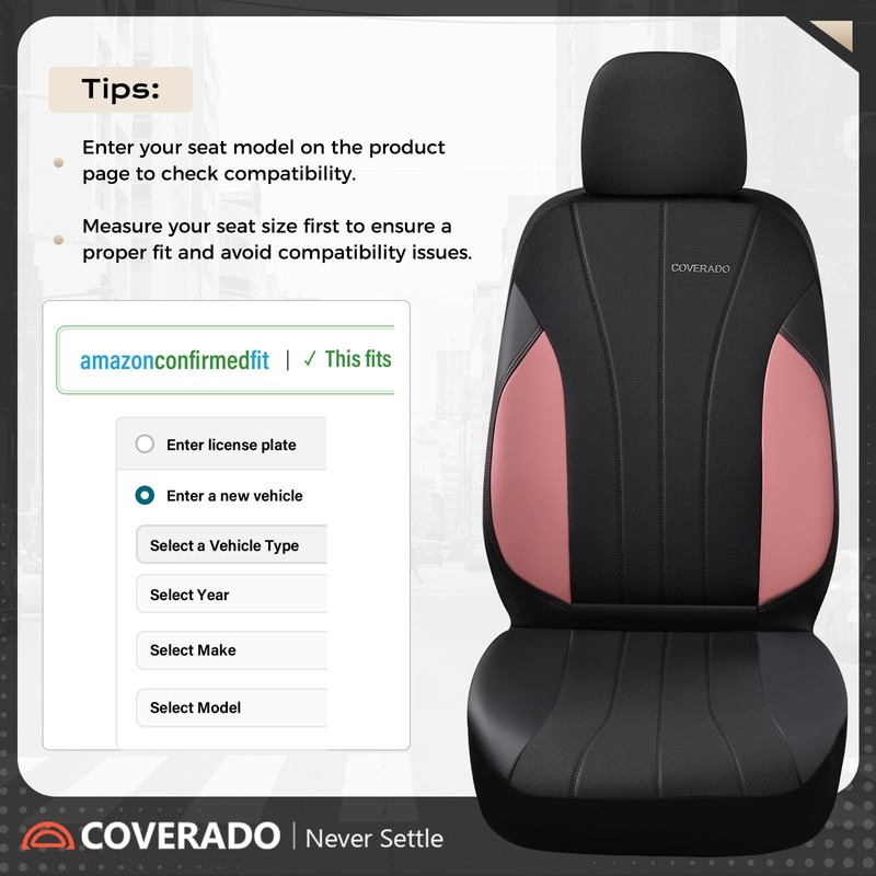 Coverado Car Seat Covers, Luxury Front Seat Covers, Leather Car