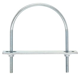 QUARKZMAN Round U-bolt U-bolt, 4 set 95 mm ID x 130 mm length U angle M6 galvanised carbon steel U-clamp bolts with nuts and plates, for car repair boat trailer