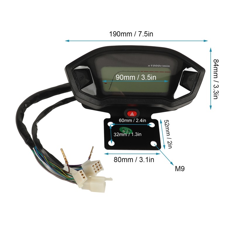 Motorcycle Speedometer LCD Digital Tachometer Odometer for 110cc 125cc 150cc