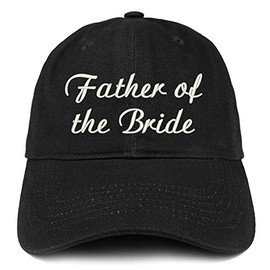 Trendy Apparel Shop Father of The Bride Embroidered Wedding Party Brushed Cotton Cap/Black
