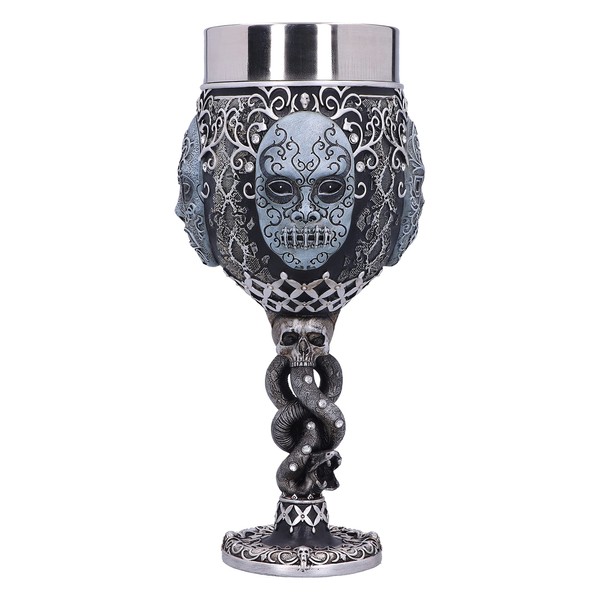 Nemesis Now Harry Potter Death Eater Mask Voldemort Collectible Goblet, Resin, Black Silver, 19.5cm