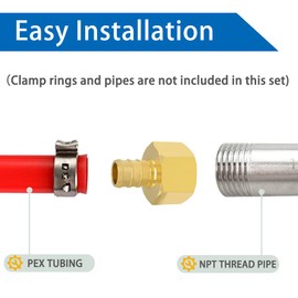 Hooshing 12PCS Pex 1/2 Inch x 1/2 Inch Female NPT Adapter Brass Crimp Fitting