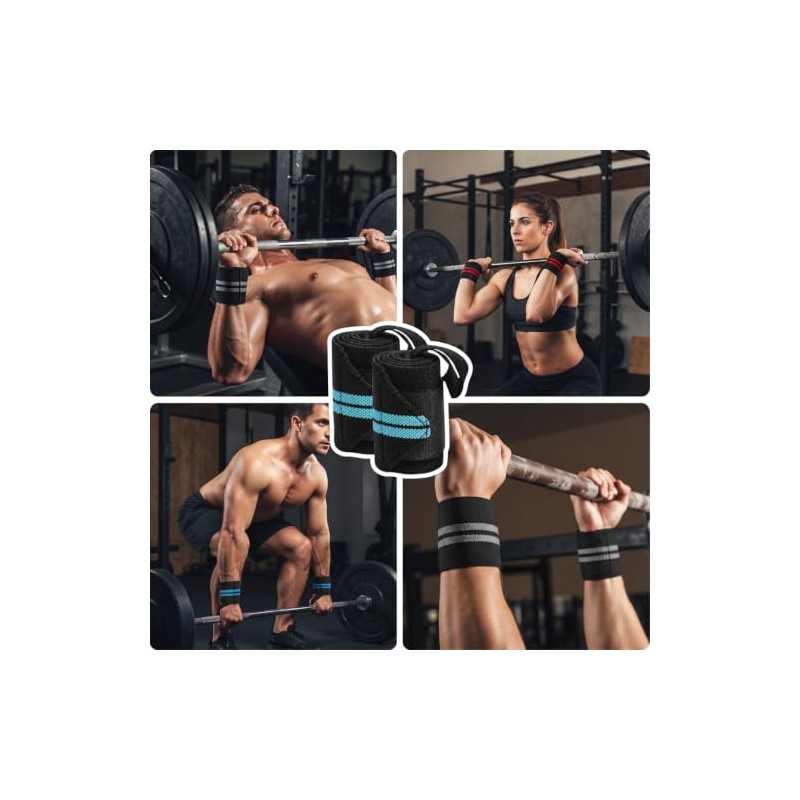 1 Par de Muñequeras Elásticas para Gym y Crossfit Negro