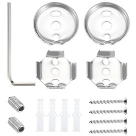 Yuanchu 15 Pcs Towel Bar Replacement Parts for Replacing Wall Mounted Towel Bars, Stainless Steel Screws Brackets Set Hanging Tightening Screws for Universal Bathroom Hardware Installation
