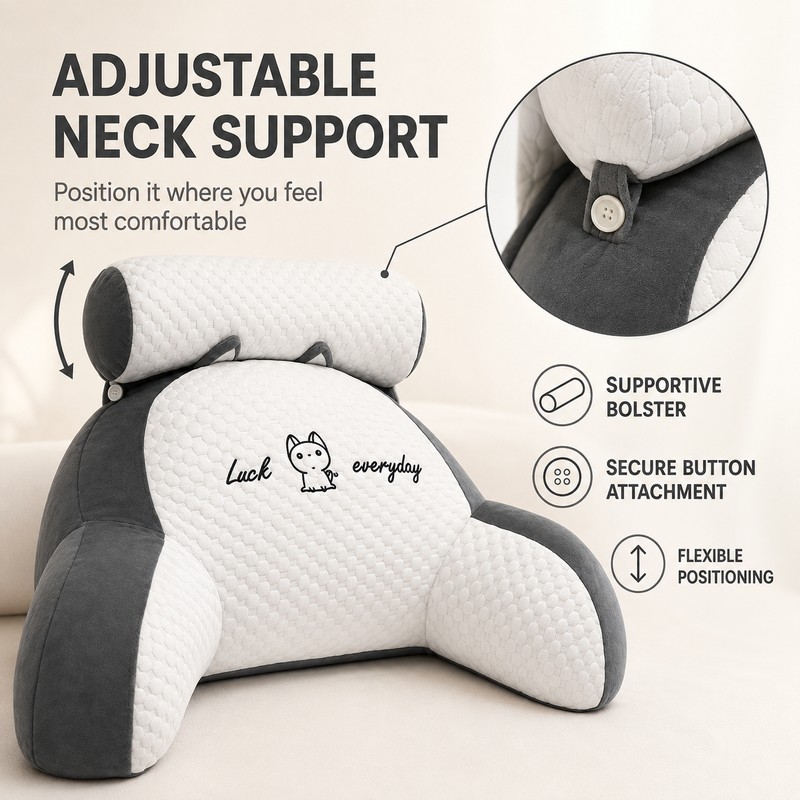 Ergonomic Reading Pillow for Bed, Sofa & Chair, Supportive Backrest