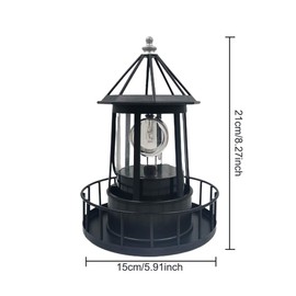 LVOERTUIG LED Solar Powered Lighthouse, 360 Degree Rotating Lighthouse Lamp, IP65 Waterproof LED Solar Lighthouse Lamps Towers Statue Lights for Outdoor Garden Pathway Patio