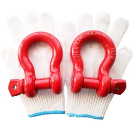 3/4" Shackle Red D Ring Shackles 4.75T D Ring Towing Heavy Duty Shackle Galvanized & Poweder Coated Anchor Shackle Forged Steel Shackles Max 28.5 Ton (57,000 Lbs) Break Strength Shakle Pack of 2