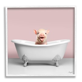 Stupell Industries Pastel Piglet in Bathtub Framed Giclee Art by Roozbeh