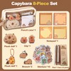 Pencil Case with Zipper,Cartoon Capybara 5 Layers Compartment Clear Pencil