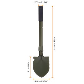 HARFINGTON Multifunctional Folding Camping Shovels 41cm Length Iron Adjustable Multi-Purpose Gardening Shovel with Carrying Bag for Outdoor Camping Hiking, Green