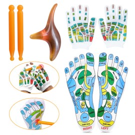 2-Piece Set Reflexology Socks with Massage Tools, Foot Reflex Zone Socks Gloves, Foot Reflexology Massage Pressure Point Socks for Foot Reflexology Massage, 40-45 Gua Sha