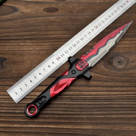 crafthand Handmade Game Val Weapon VCT LOCK//IN Misericórdia Metal 10.2'' Knife Most Accurate Replica Cosplay Prop Collection Knife Desktop Display Decoration (Red)