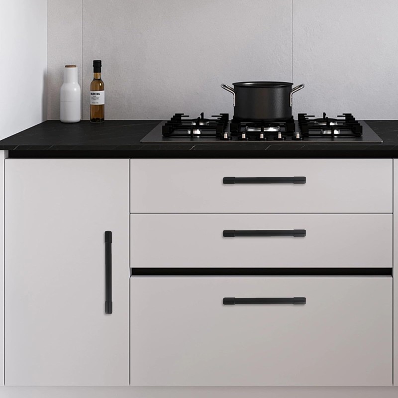 BUKOBYHE 10 Pack 6-1/4 Inch(160mm) Cabinet Pulls Matte Black Kitchen