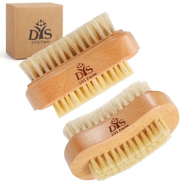 Wooden Fingernail Nail Brushes for Cleaning, Finger Nails Scrub Brush to Clean Fingernails Toenails, Natural Boar Sisal Bristle Two-sided Non-slip Hand Foot Nails Cleaner Scrubber for Men Women Kids