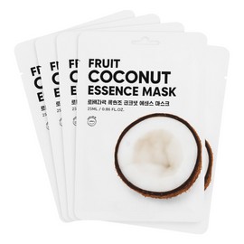Fruit Coconut Essence Mask Sheet 12 Pack – Hydrating Korean Facial Masks, Moisturizing & Nourishing with Coconut Extract, 25ml (0.88 fl oz) Each, K-Beauty Skincare for Dry & Dehydrated Skin