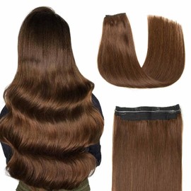 AGMITY Hair Extensions Wire Hair Extensions Medium Brown 60Gram Hidden Removable Thick Straight Layered Natural Remy Hair Extensions Real Human Hair(12 Inch #4 Medium Brown)