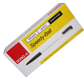 Dong-a Speedy-Ball 0.38mm Smooth Writing Retractable Oil Based Ink Ball Point Pen Dozen Box (Pack of 24) - Black