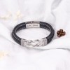 To My Son/Grandson Bracelet, Forever Linked Together Braided Leather Bracelet,