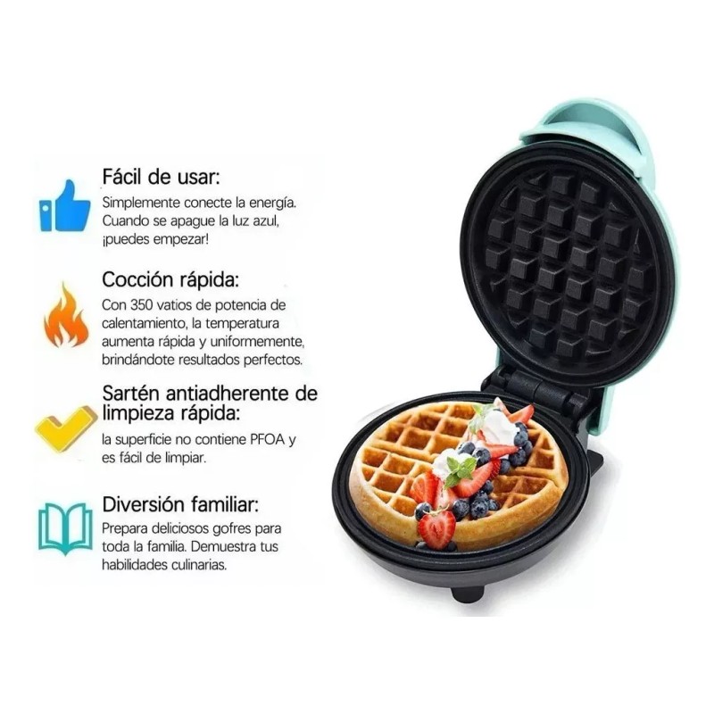EGTMA Máquina Para Hacer Waffles Pequeña Redonda Desayunos