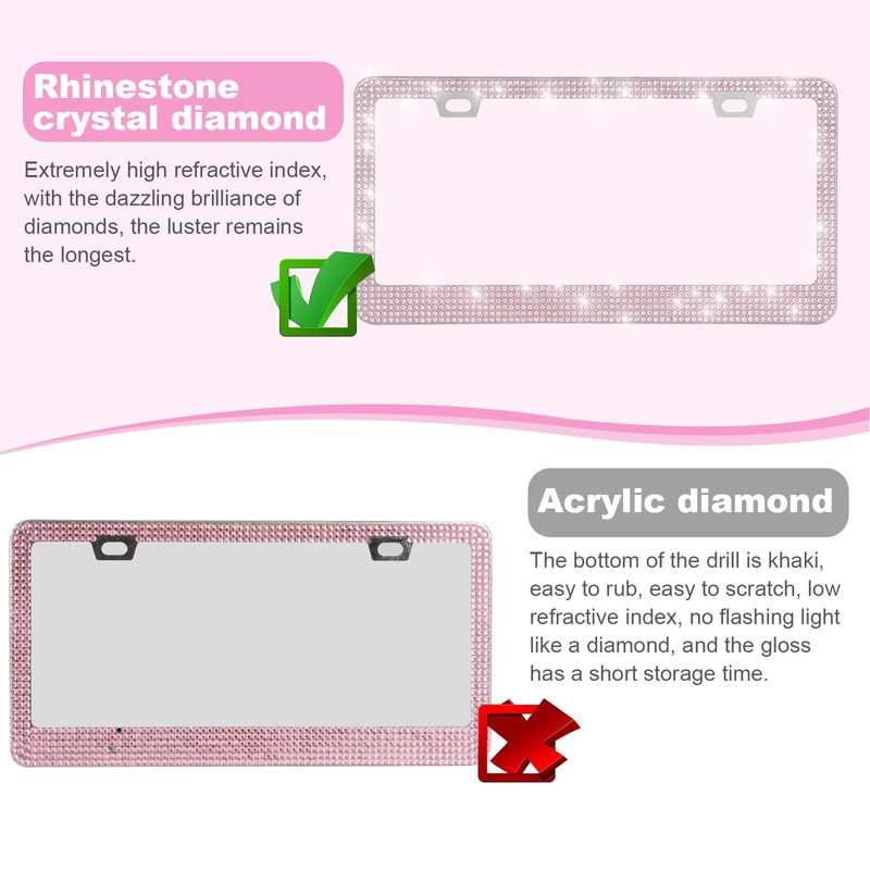 QUANQIUFEI 2 Pack Bling License Plate Frames for Women, Sparkly