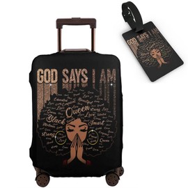 Hepmant Travel Suitcase Protector African American Woman Elastic Protective Washable Luggage Cover With Concealed Zipper Suitable For 18-32 Inch 【M (for 22-24 inch luggage)】