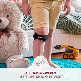 KARM Osgood Schlatter - Correa de rodilla para niños, con 3 correas ajustables de diferentes longitudes para deportes, dolor de rodilla y MCL. Rodillera para niños y niñas (1 unidad; negro)