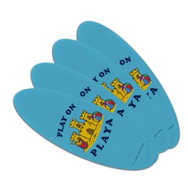 Play On Playa Player Sandcastle Funny Humor Double-Sided Oval Nail File Emery Board Set 4 Pack