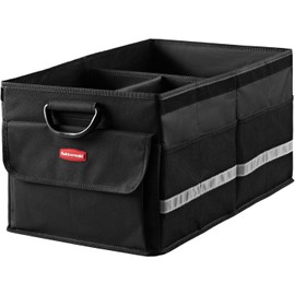 Rubbermaid Car Organizer, Collapsible Trunk Organizer, Multi-Compartment Car Storage Organization for Car Accessories, 3 Compartments With Cover,