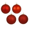 Vickerman 4-Piece Assorted Finish Ornament, 3-Inch, Red, 16 Per Box