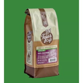 Tejas Cafe DECAF 100% Columbian Medium Roast Ground Coffee 11 oz Bag