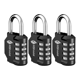 Double Dragon 4-Digit Combination Padlock | Heavy-Duty Keyless Lock with 10,000 Code Options | Weather-Resistant Alloy Body | Ideal for Lockers, Gates, Gym, Outdoor & Travel – Black (Pack of 3)