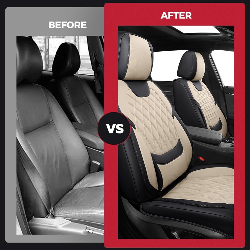 FREESOO Front Car Seat Covers - Luxury Breathable Waterproof Faux