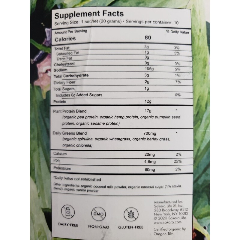 Sakara - ORGANIC Protein + Greens Super Powder - 10