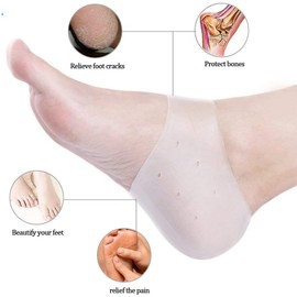 Plantillas Talón Gel , Fascitis plantar, insertos Protectores en el talón, Conjunto de gel protector en el talón, Aliviar el dolor en el talón de la fascitis plantar, Sanar los talones secos y agrietados, Tendinitis de Aquiles, para hombres y mujeres.
