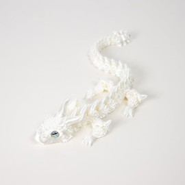 QINGMIAO 3D Printed Dragon, 12'' Cute Scales Baby Dragon, 3D Printing Toys, Articulated Dragon, Fidget Dragon, Home Office Decor Desk Toys Pet (White)