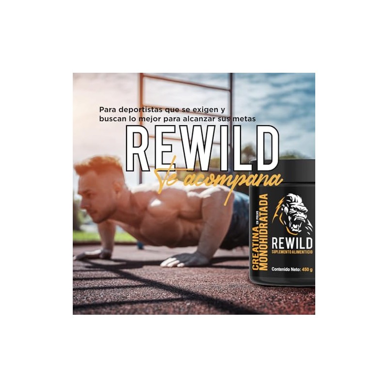Rewild Creatina Monohidratada en Polvo de Alta Pureza Sin Sabor